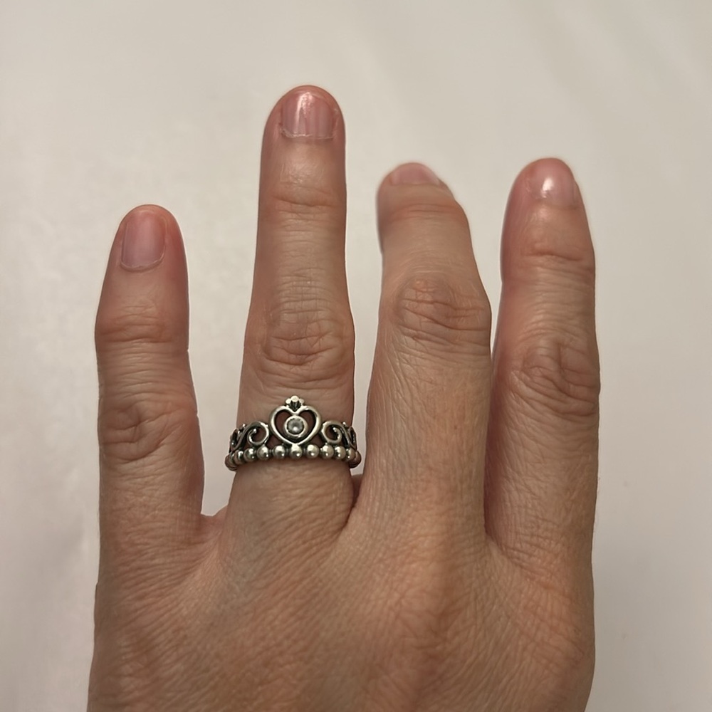 925 Ale Pandora Crown Ring Size 4 - Picture 9 of 10
